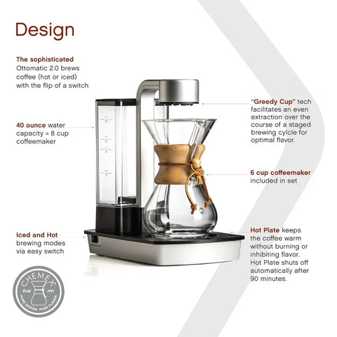 Chemex Ottomatic Coffeemaker Set - 40 oz. Capacity - Includes 6 Cup Coffeemaker